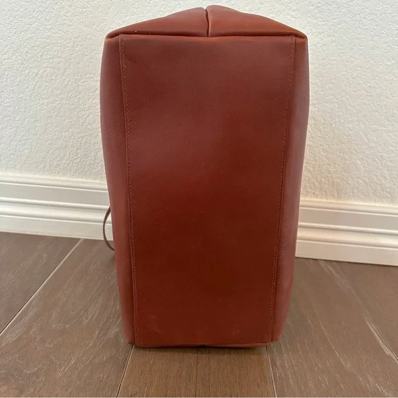 Madewell Large Zip Top Essential Leather Tote Short And Long Straps Cup Holder - Picture 5 of 11